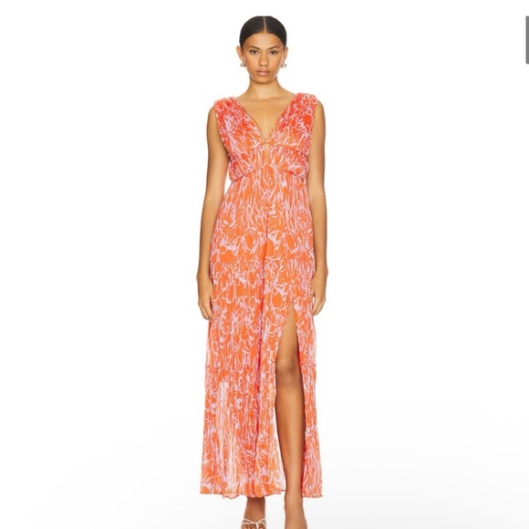 NWT Astr Vibrant Red/Orange Floral Maxi Dress - Picture 14 of 16